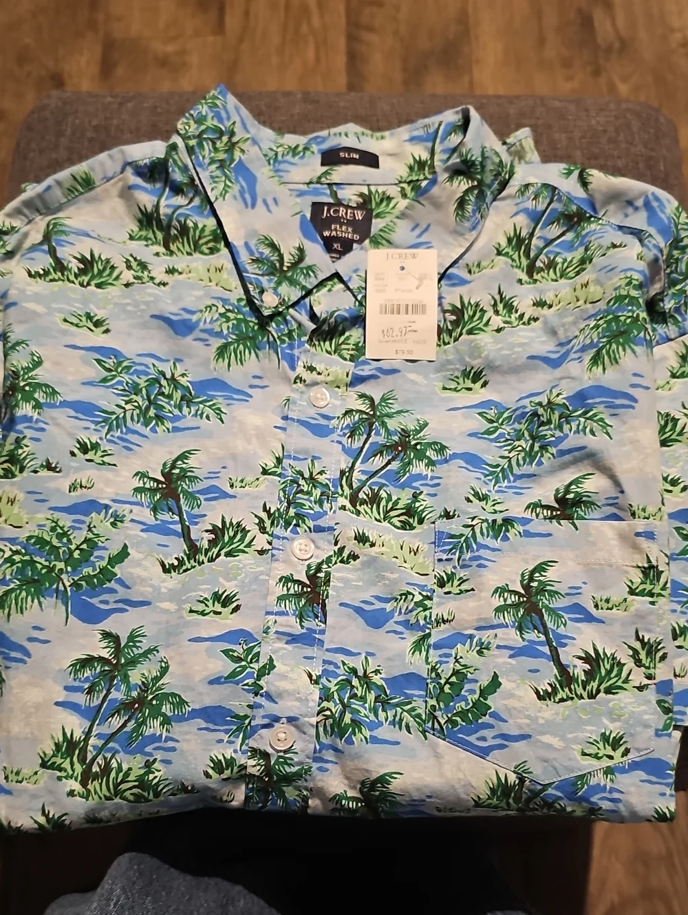 NWT J. Crew Tropical Palm Short Sleeve Shirt Hawaiian Button Down Men  Xlarge
